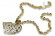 Italienischer moderner Herzanhänger aus 14 Karat Gold mit Schlangenkette cpn023yw&cc074y