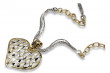 Pendentif coeur moderne en or italien 14 carats avec chaîne serpent cpn023yw&cct001y