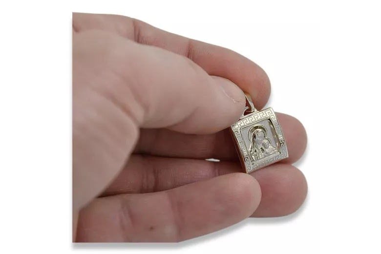 Medalion z ikoną Maryi w 14k białym złocie 585 pm001w