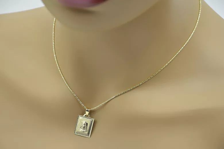 "Médaille de Marie en Or Blanc 14k 585 pour Collier" pm002w