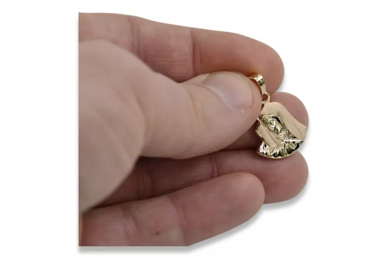 "Elegant 14K Rose Gold Mary Icon Medallion Pendant" pm004r