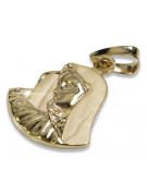 Amarillo italiano 14k 585 oro Mary medallion icon colgante pm004y