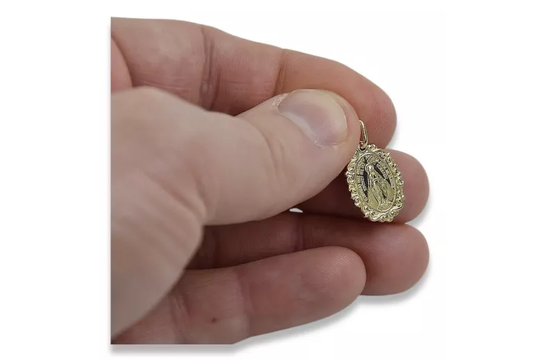 Medalion z ikoną Maryi wykonany z białego złota 14k 585 pm005w