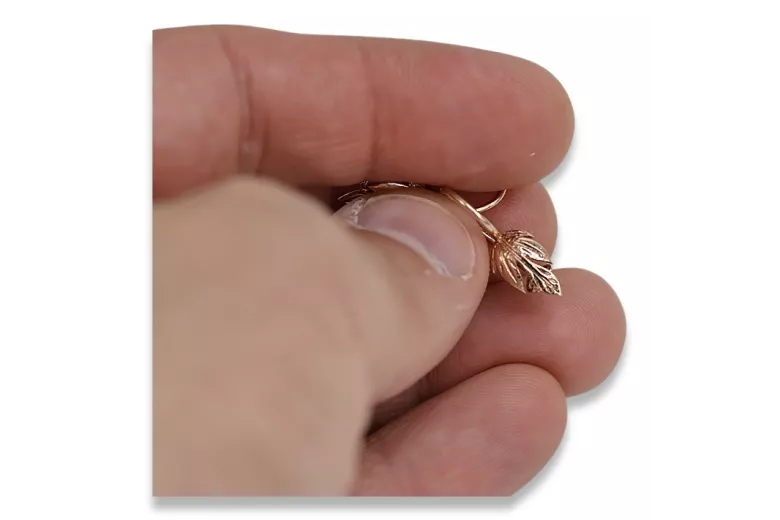 Вінтажні сережки-листочки з рожевого золота 14к 585 без каменів ven210