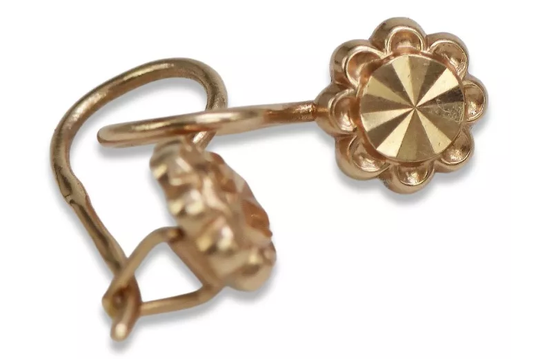 Ekskluzywne Oryginalne Vintage Kolczyki z Różowego Złota 14k 585 Bez Kamieni ven229