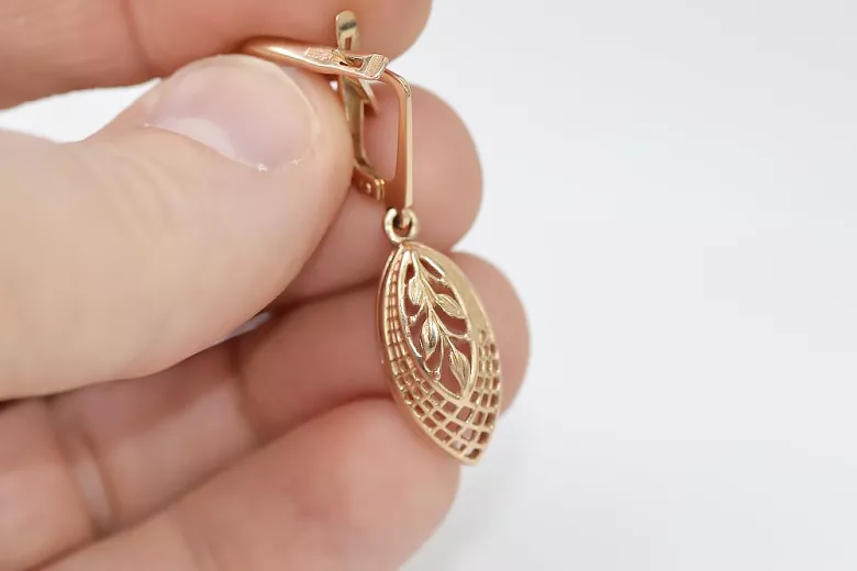"Винтидж 14k розово златни обеци с покритие без камъни в стил на листа" ven247