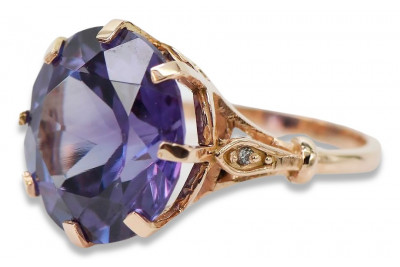 Vintage Rose Gold Ring 14K Alexandrite Ruby Emerald Sapphire Zircon 585 vrc073