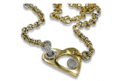 Chaîne en or italien 14k 585 avec collier coeur cfc004yw