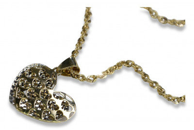 Italian 14k gold modern heart pendant with snake chain cpn024yw&cc074y