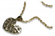 Colgante de corazón moderno de oro italiano de 14k con cadena de serpiente cpn024yw&cc074y