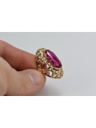Oryginalny Rubinowy Pierścień Vintage Wykonany z 14K Różowego Złota vrc052