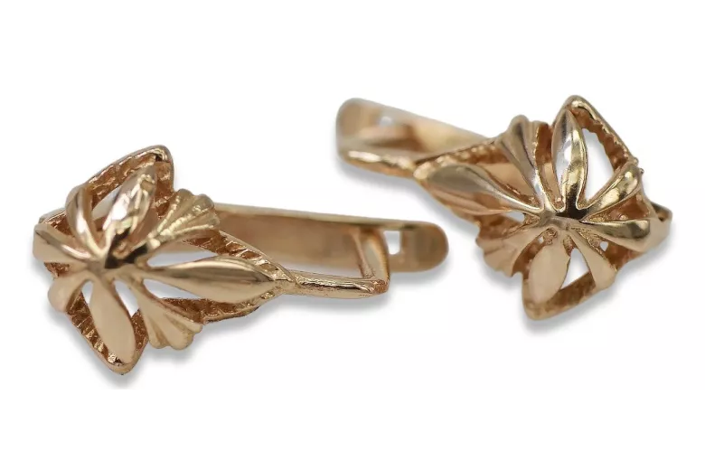 "Vintage Original 14K Rose Gold Leaf Earrings with No Stones" ven137