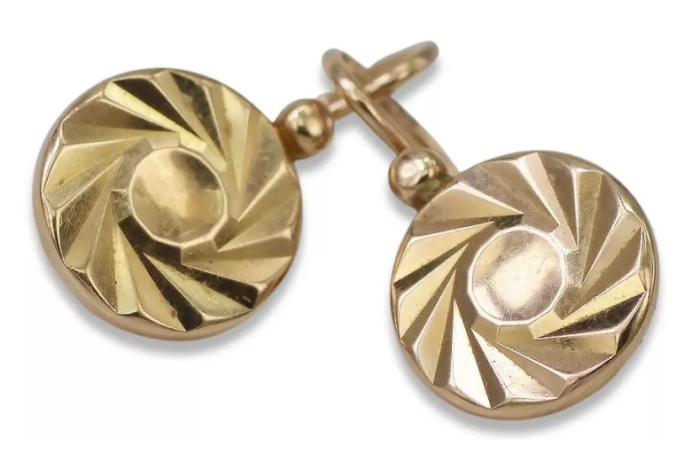 Винтажные серьги-кольца без камней из розового золота 14 карат, старинный стиль ven204