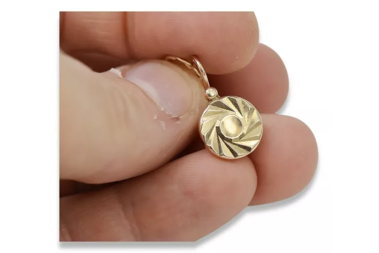 Винтажные серьги-кольца без камней из розового золота 14 карат, старинный стиль ven204