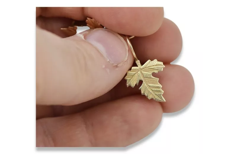 Винтажные серьги-листья из розового золота 585 пробы, без камней ven140