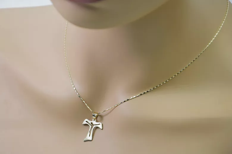 Ekskluzywny 14k Białe Złoto M Katolicki Krzyż Jezusa ctc004w