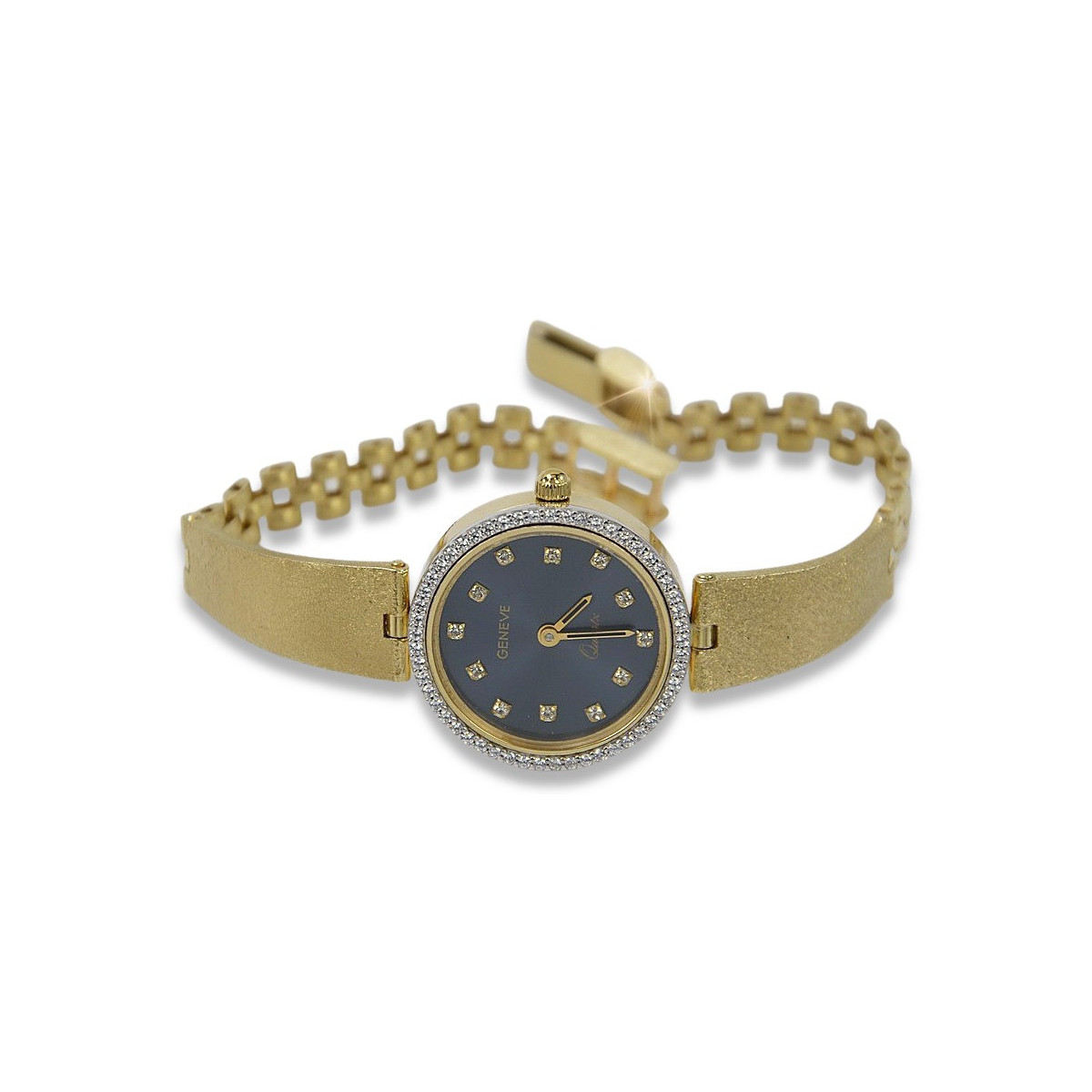 Prześliczny 14k złoty damski zegarek Geneve lw080y