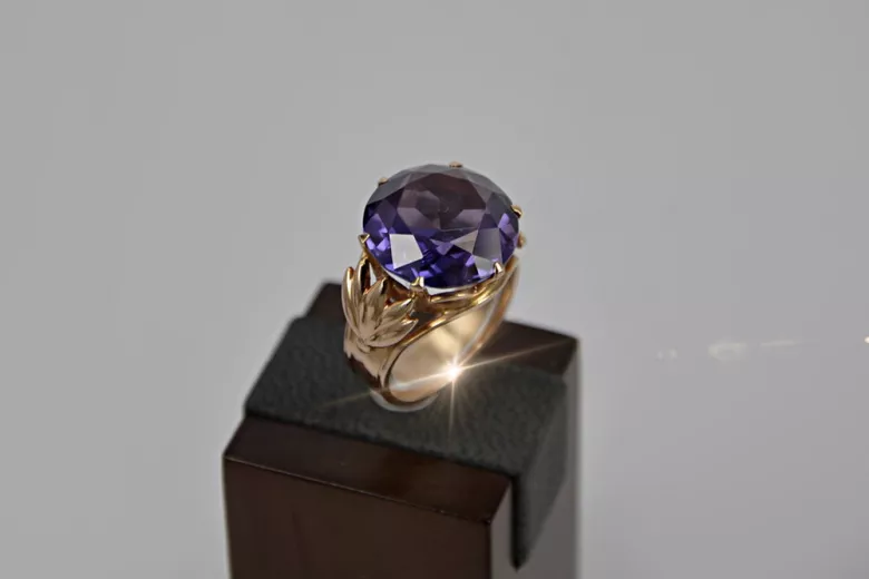 Vintage pierścionek pozłacane sregro 925 z Aleksandrytem Rubinem Szafirem Szmaragdem Cyrkonią vrc029rp