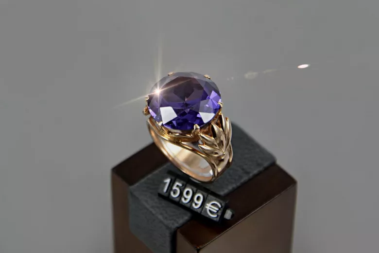 Sovietic rus a crescut 14k 585 aur Alexandrite Ruby Emerald Safir Zircon inel vrc029