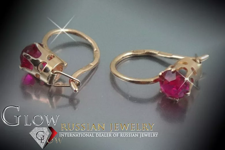 Vintage rose pink 14k 585 gold earrings vec057 alexandrite ruby emerald sapphire ...