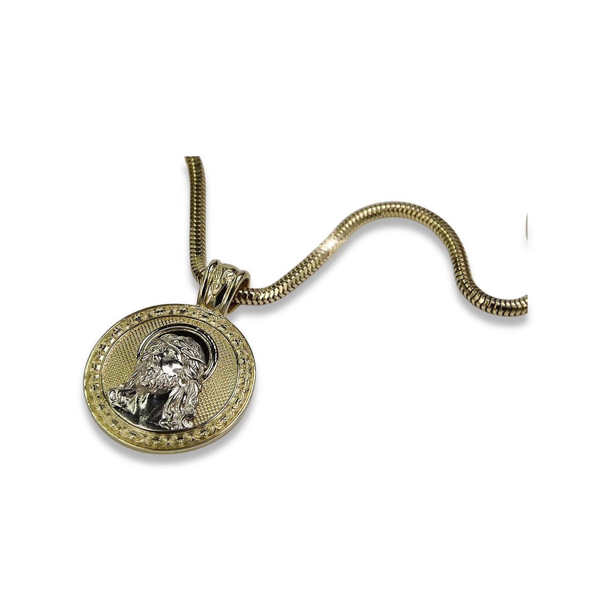 Золотой (серебряный) кулон Jesus & Rope chain (разного веса)