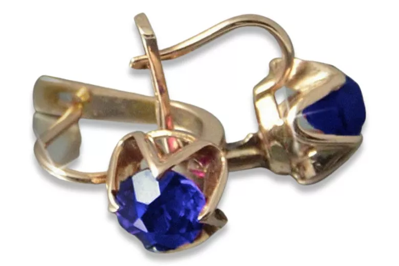 Vintage rose pink 14k 585 gold earrings vec018 alexandrite ruby emerald sapphire ...