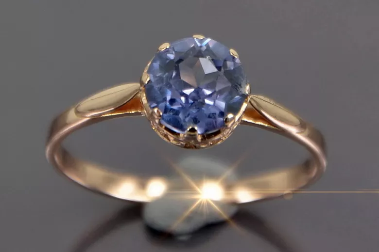 Russian Soviet rose 14k 585 gold Alexandrite Ruby Emerald Sapphire Zircon ring  vrc366