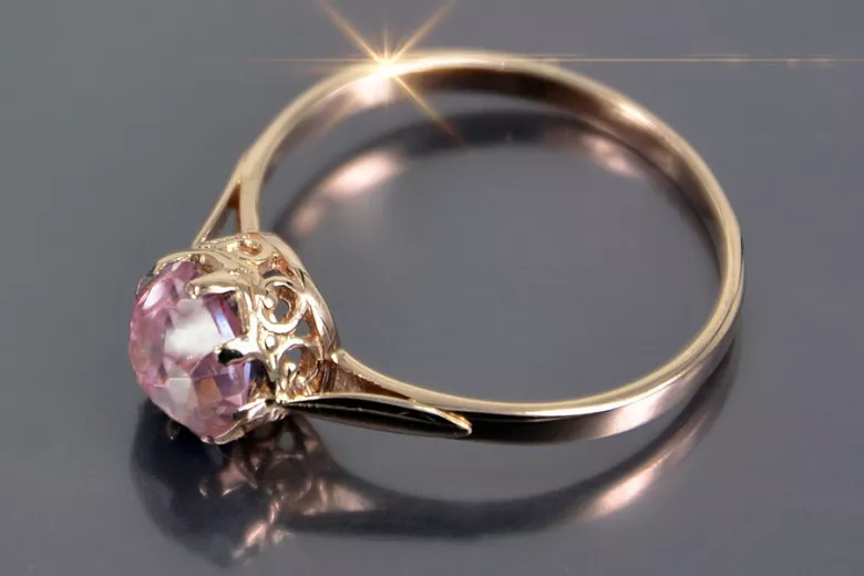 Russian Soviet rose 14k 585 gold Alexandrite Ruby Emerald Sapphire Zircon ring  vrc366