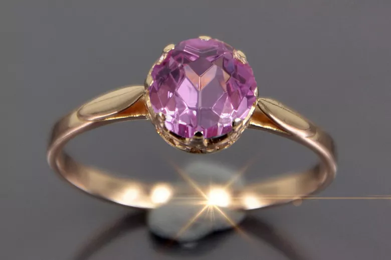 Russian Soviet rose 14k 585 gold Alexandrite Ruby Emerald Sapphire Zircon ring  vrc366