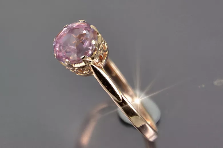 Russian Soviet rose 14k 585 gold Alexandrite Ruby Emerald Sapphire Zircon ring  vrc366