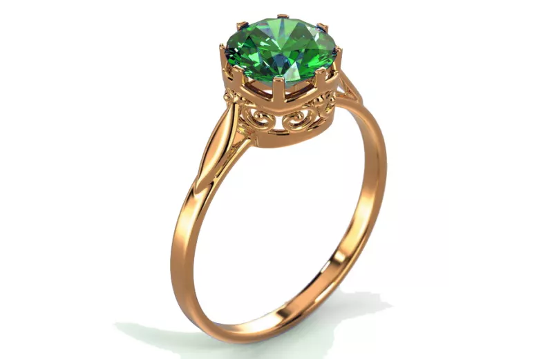 Russian Soviet rose 14k 585 gold Alexandrite Ruby Emerald Sapphire Zircon ring  vrc366