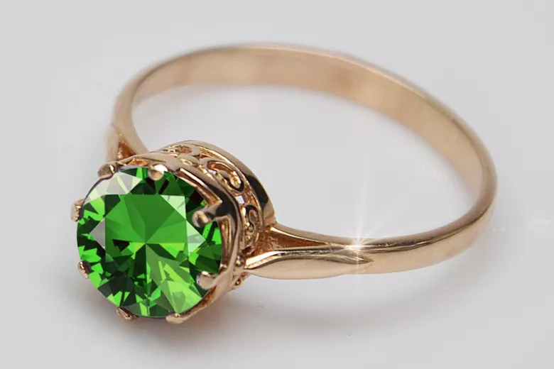 Russian Soviet rose 14k 585 gold Alexandrite Ruby Emerald Sapphire Zircon ring  vrc366