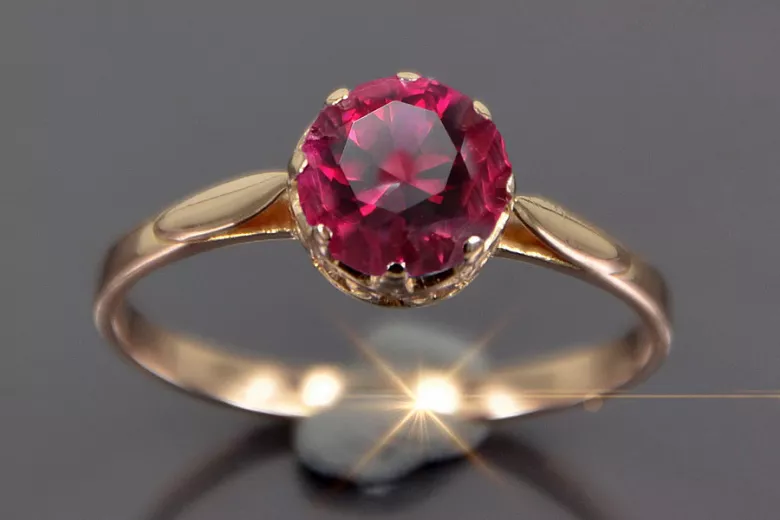 Russian Soviet rose 14k 585 gold Alexandrite Ruby Emerald Sapphire Zircon ring  vrc366