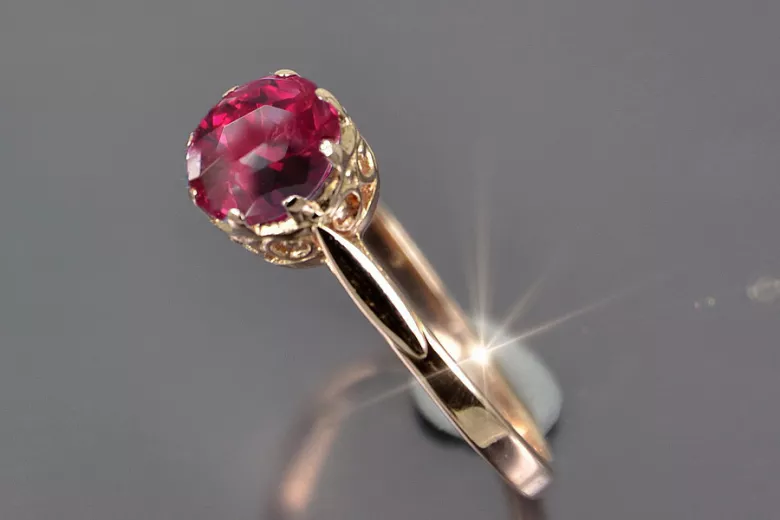 Russian Soviet rose 14k 585 gold Alexandrite Ruby Emerald Sapphire Zircon ring  vrc366