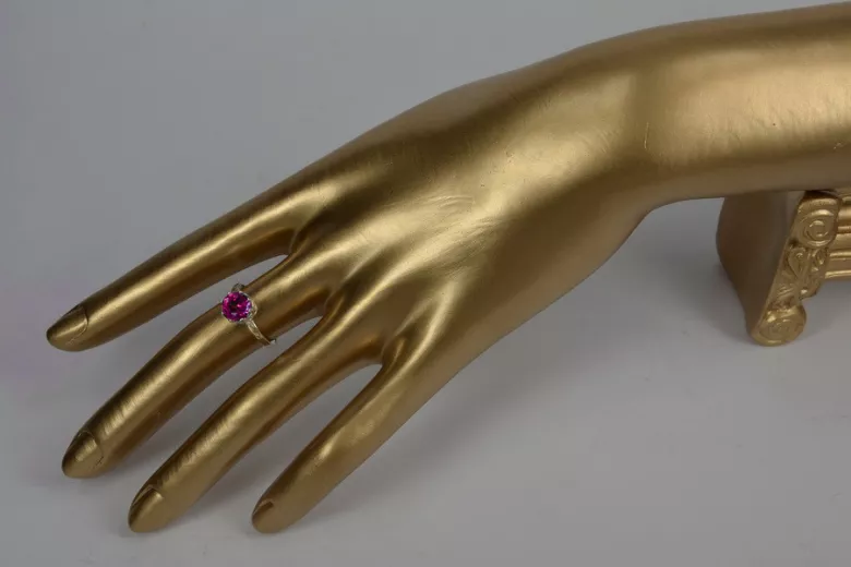 Russian Soviet rose 14k 585 gold Alexandrite Ruby Emerald Sapphire Zircon ring  vrc366