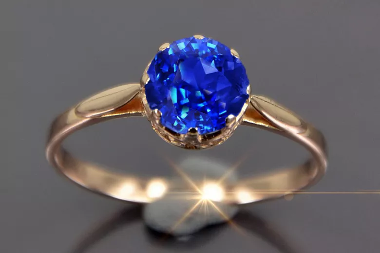 Russian Soviet rose 14k 585 gold Alexandrite Ruby Emerald Sapphire Zircon ring  vrc366