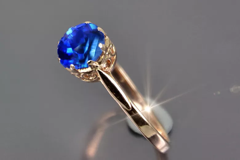 Russian Soviet rose 14k 585 gold Alexandrite Ruby Emerald Sapphire Zircon ring  vrc366