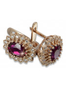 Vintage rose pink 14k 585 gold earrings vec125 alexandrite ruby emerald sapphire ...
