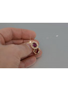 Boucles d’oreilles en or rose soviétique russe 14k 585 vec125 alexandrite rubis émeraude saphir ...