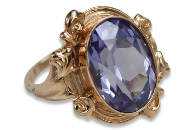 Vintage pierścionek pozłacane sregro 925 z Aleksandrytem Rubinem Szafirem Szmaragdem Cyrkonią vrc100rp