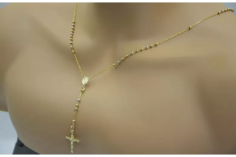 Cadena de rosario de oro rosario blanco blanco de 14k rcc008ywr