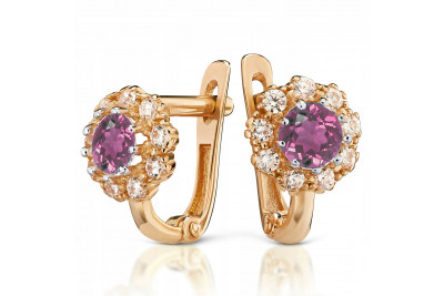Rose  14k gold Alexandrite Ruby Emerald Sapphire Zircon earrings cec004r