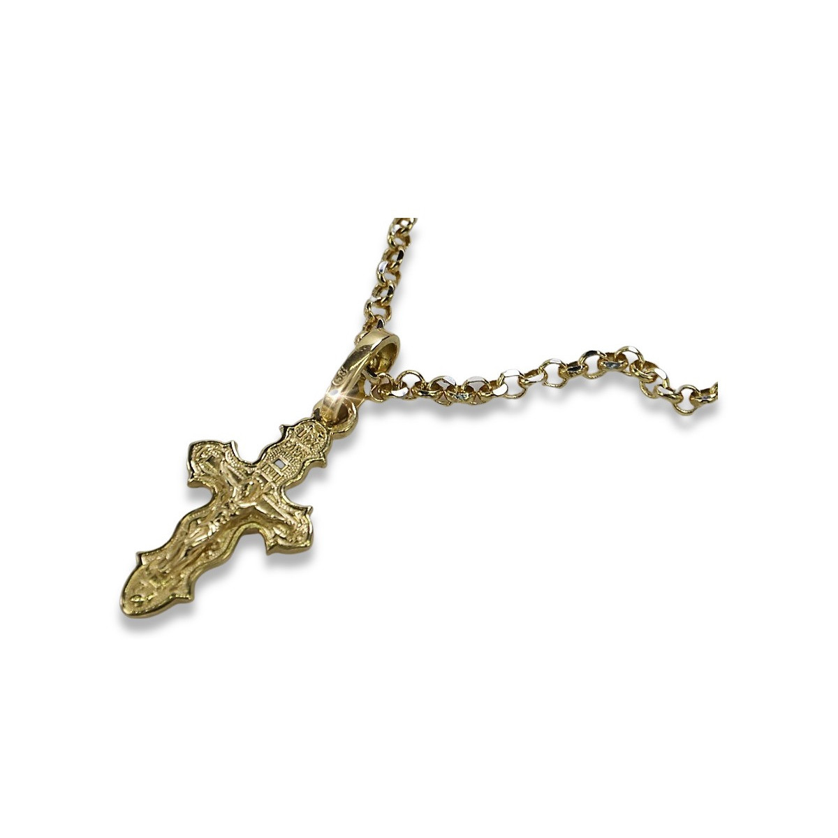 Croix orthodoxe en or avec chaîne ★ zlotychlopak.pl ★ échantillon d’or 585 333 Prix bas