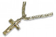 Yellow white 14k gold Catholic cross & chain ctc095y&cc021y