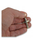Wisior katolicki krzyż z 14k białego złota ctc095w