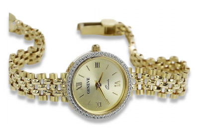 Італійський жовтий 14k золотий жіночий годинник Geneve lw029y