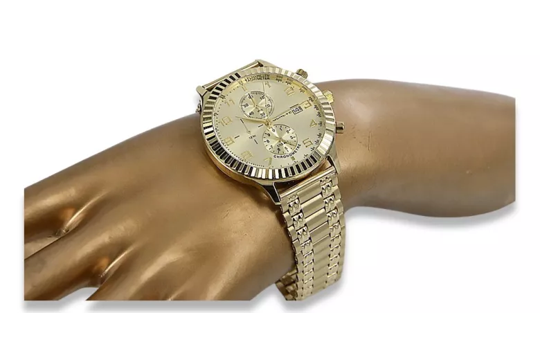Złoty zegarek z bransoletą męski 14k 585 Geneve mw007y&mbw012y