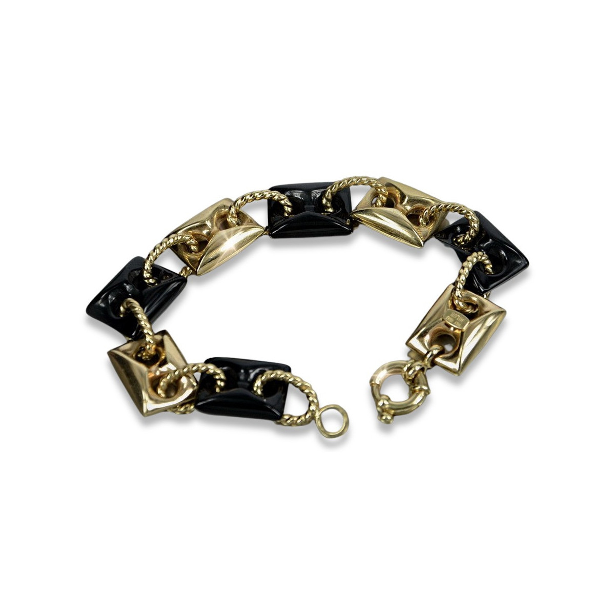 Bracelet onyx jaune italien 14k 585 or cb102y