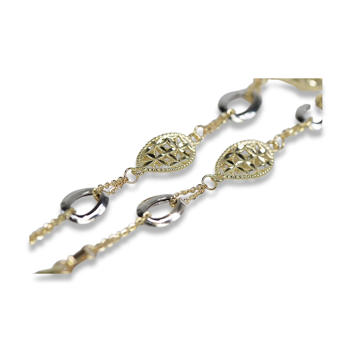 Pulsera de lujo de oro italiano blanco amarillo de 14k cb146yw