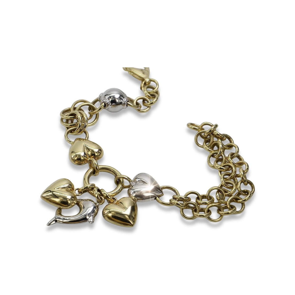 Bracelet fantaisie en or italien 14 carats jaune & blanc cb133yw